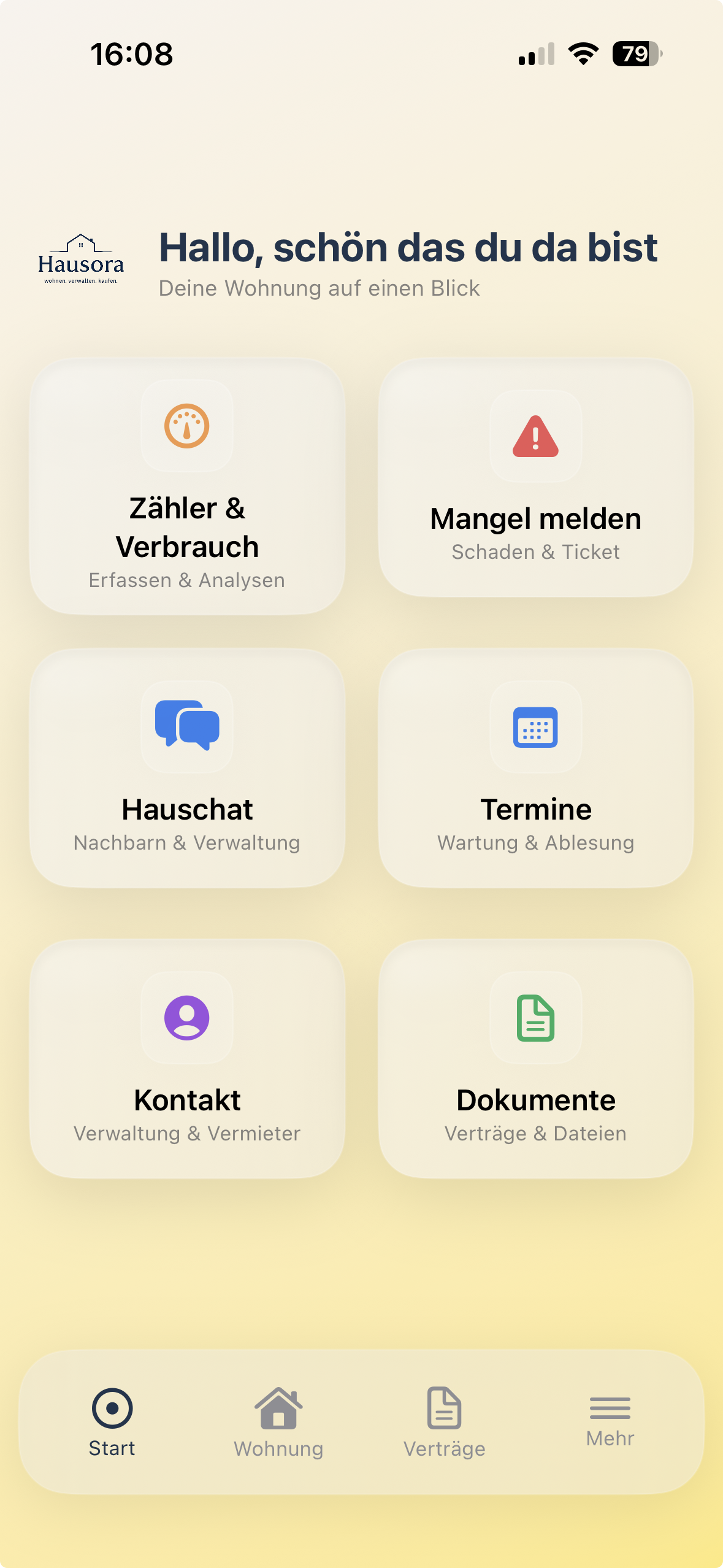 Hausora – Mieter Startansicht